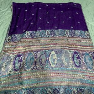 Beautiful Paisley fashion tassel scarf purple with designs warm winter accessory